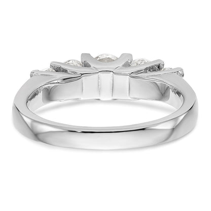 14K Weißgold Ehering mit 5 natürlichen Diamanten, 1,01 ct