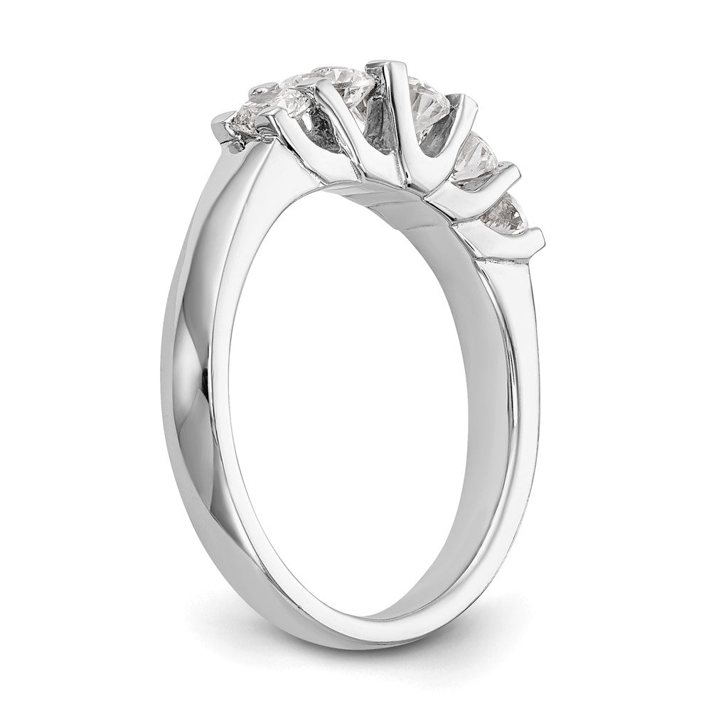 14K Weißgold Ehering mit 5 natürlichen Diamanten, 1,01 ct