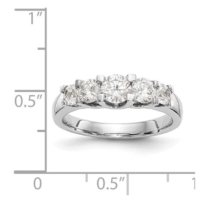 14K Weißgold Ehering mit 5 natürlichen Diamanten, 1,01 ct