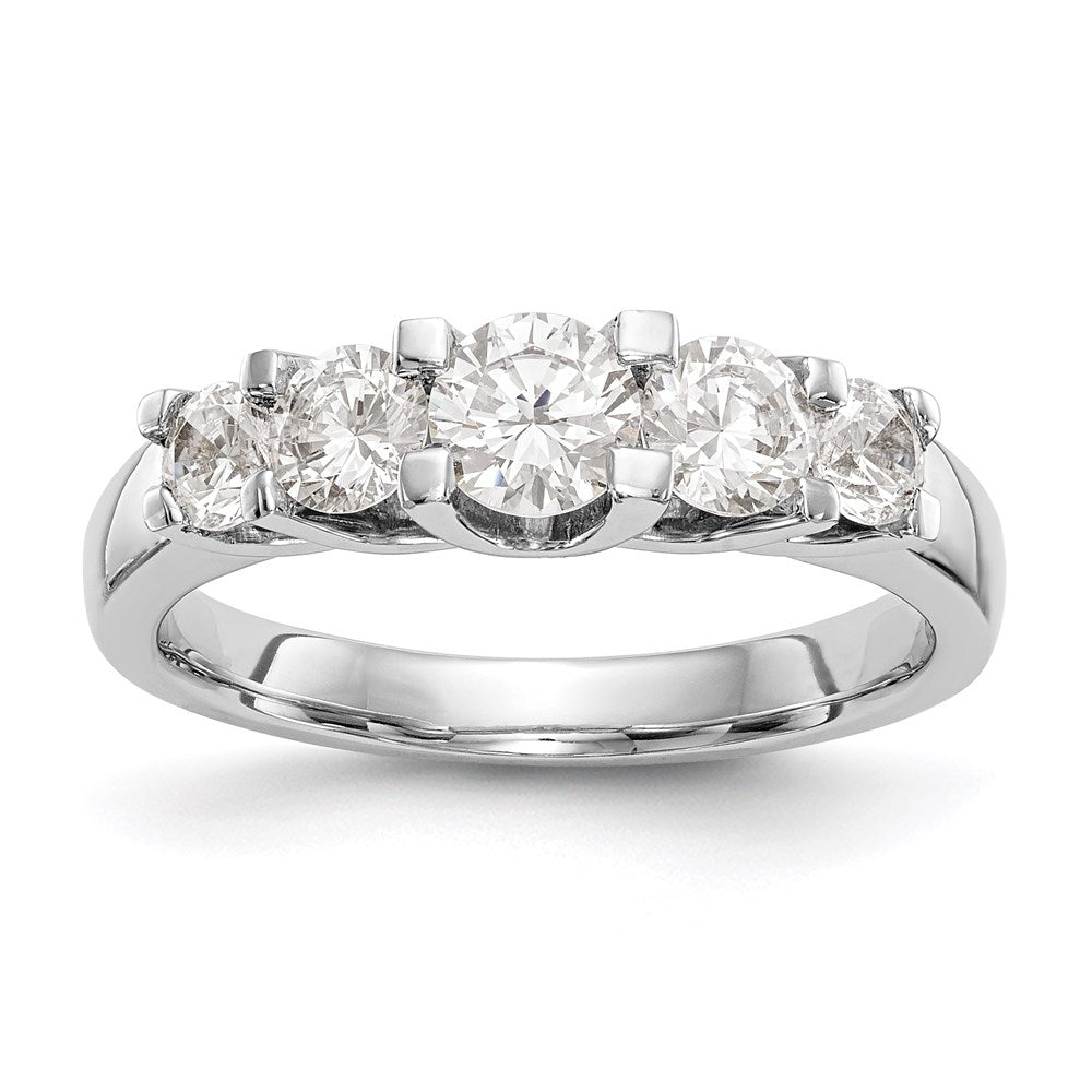 14K Weißgold Ehering mit 5 natürlichen Diamanten, 1,01 ct
