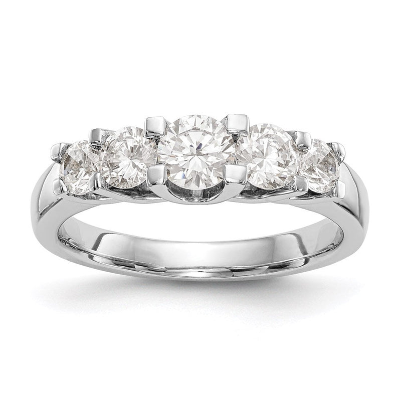 14K Weißgold Ehering mit 5 natürlichen Diamanten, 1,01 ct. Gesamtgewicht