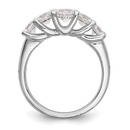 585 Weißgold Ehering mit 5 natürlichen Diamanten, 1,5 ct. Gesamtgewicht