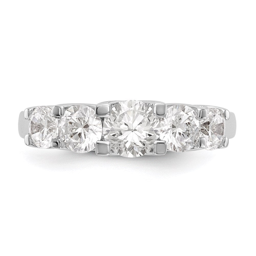 585 Weißgold Ehering mit 5 natürlichen Diamanten, 1,5 ct. Gesamtgewicht