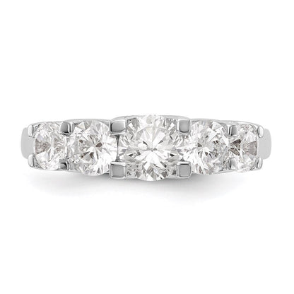 585 Weißgold Ehering mit 5 natürlichen Diamanten, 1,5 ct. Gesamtgewicht