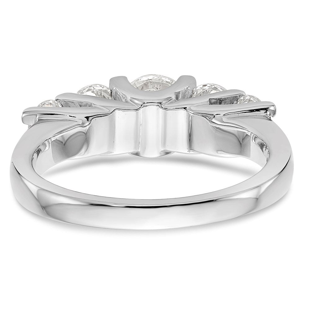 585 Weißgold Ehering mit 5 natürlichen Diamanten, 1,5 ct. Gesamtgewicht