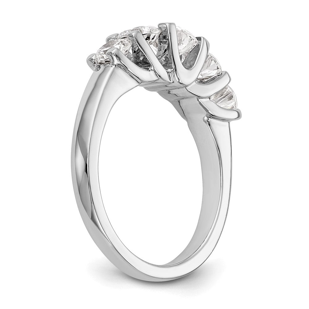 585 Weißgold Ehering mit 5 natürlichen Diamanten, 1,5 ct. Gesamtgewicht
