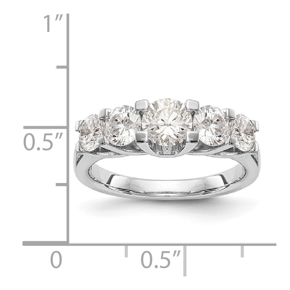 585 Weißgold Ehering mit 5 natürlichen Diamanten, 1,5 ct. Gesamtgewicht
