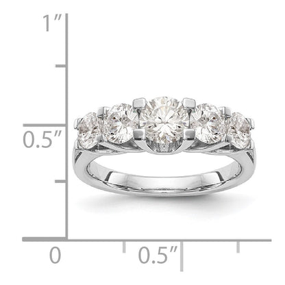 585 Weißgold Ehering mit 5 natürlichen Diamanten, 1,5 ct. Gesamtgewicht