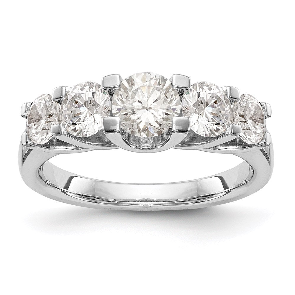 585 Weißgold Ehering mit 5 natürlichen Diamanten, 1,5 ct. Gesamtgewicht