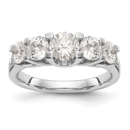 585 Weißgold Ehering mit 5 natürlichen Diamanten, 1,5 ct. Gesamtgewicht