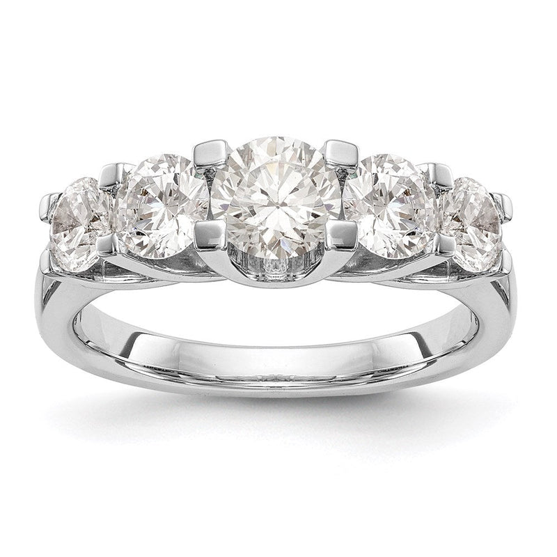 585 Weißgold Ring mit 5 natürlichen Diamanten