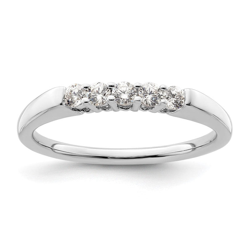 14K Weißgold Ehering mit 5 natürlichen Diamanten, 0,25 ct. Gesamtgewicht