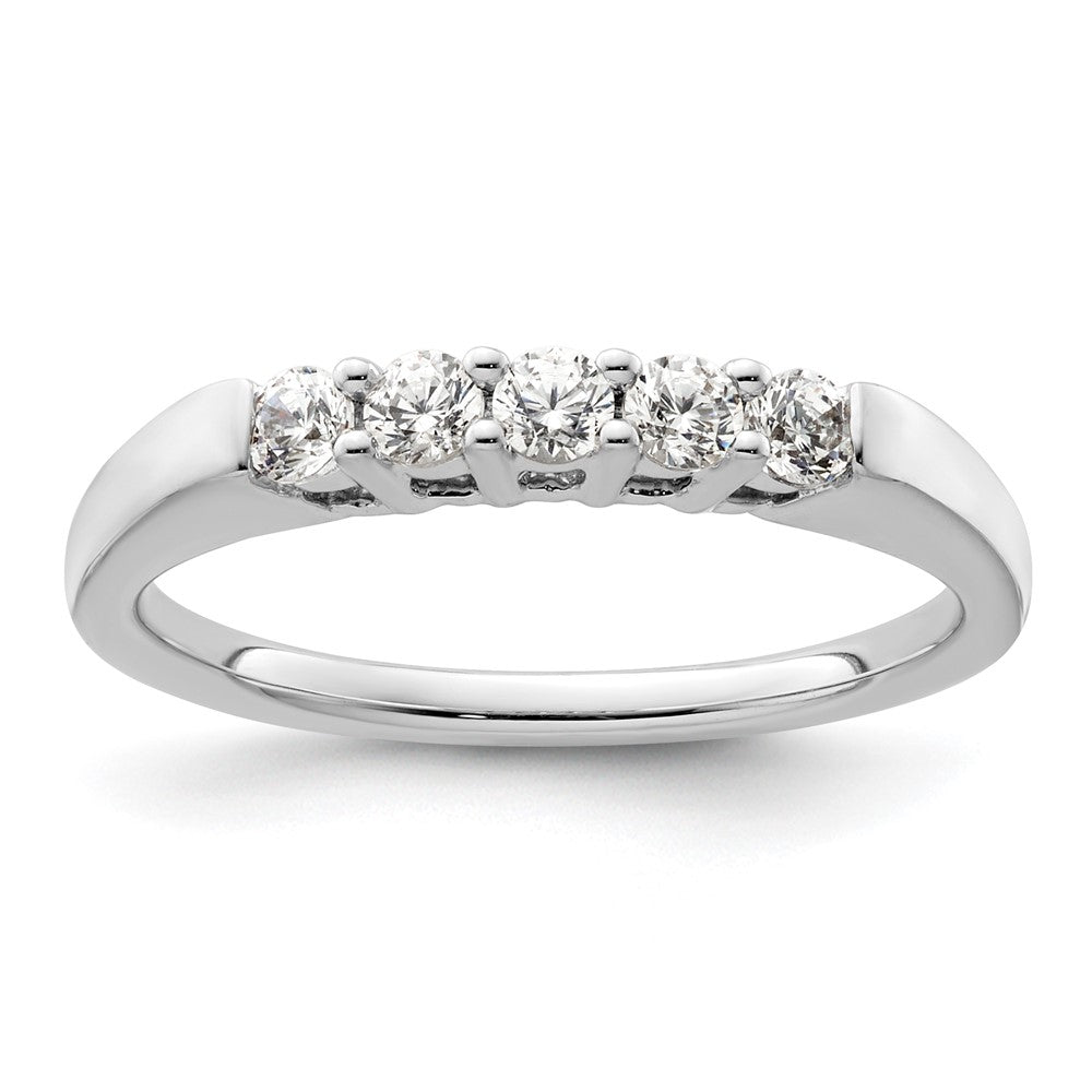 14K Weißgold Ehering mit 5 natürlichen Diamanten