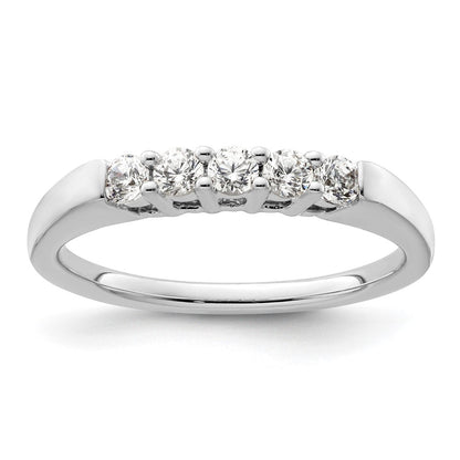 14K Weißgold Ehering mit 5 natürlichen Diamanten