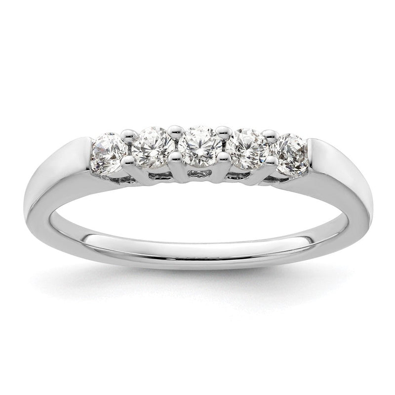 14K Weißgold Ehering mit 5 natürlichen Diamanten