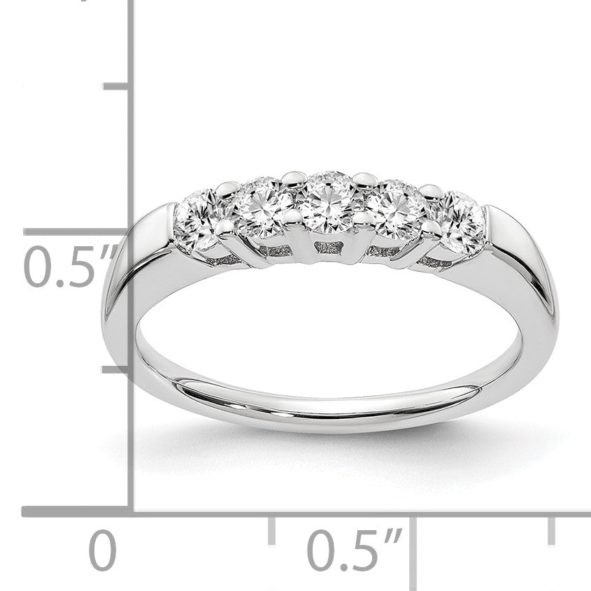 14K Weißgold Ring mit 5 Diamanten