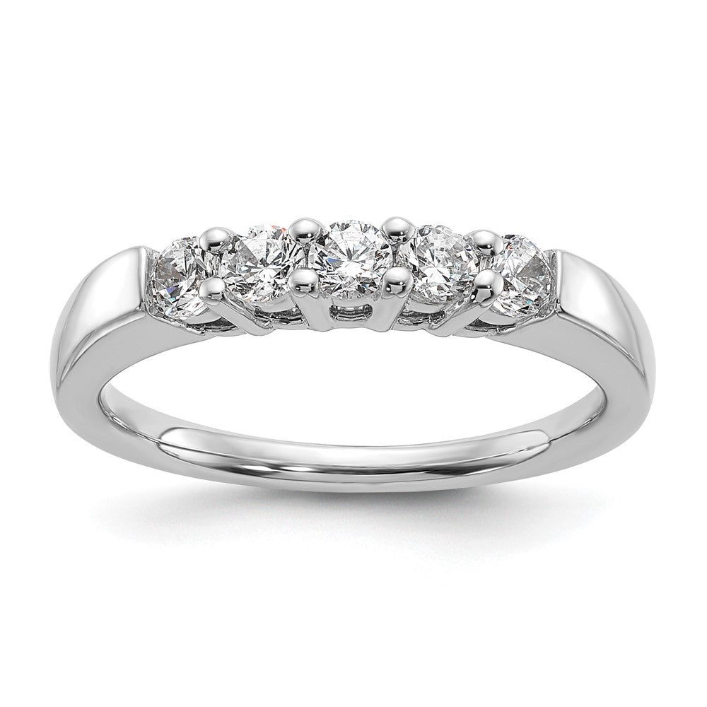 14K Weißgold Ring mit 5 Diamanten