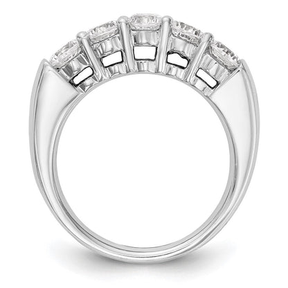 14K Weißgold Ehering mit 5 natürlichen Diamanten