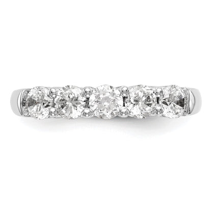 14K Weißgold Ehering mit 5 natürlichen Diamanten