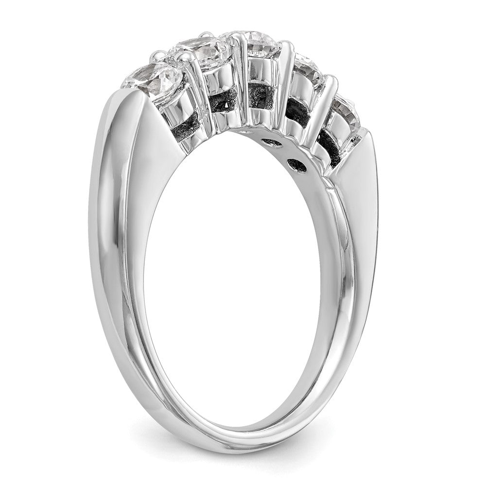 14K Weißgold Ehering mit 5 natürlichen Diamanten