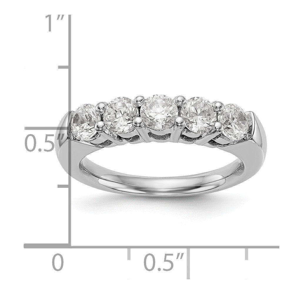 14K Weißgold Ehering mit 5 natürlichen Diamanten