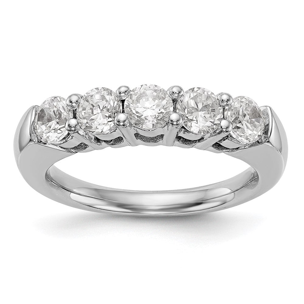 14K Weißgold Ehering mit 5 natürlichen Diamanten