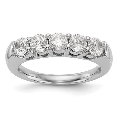 14K Weißgold Ehering mit 5 natürlichen Diamanten
