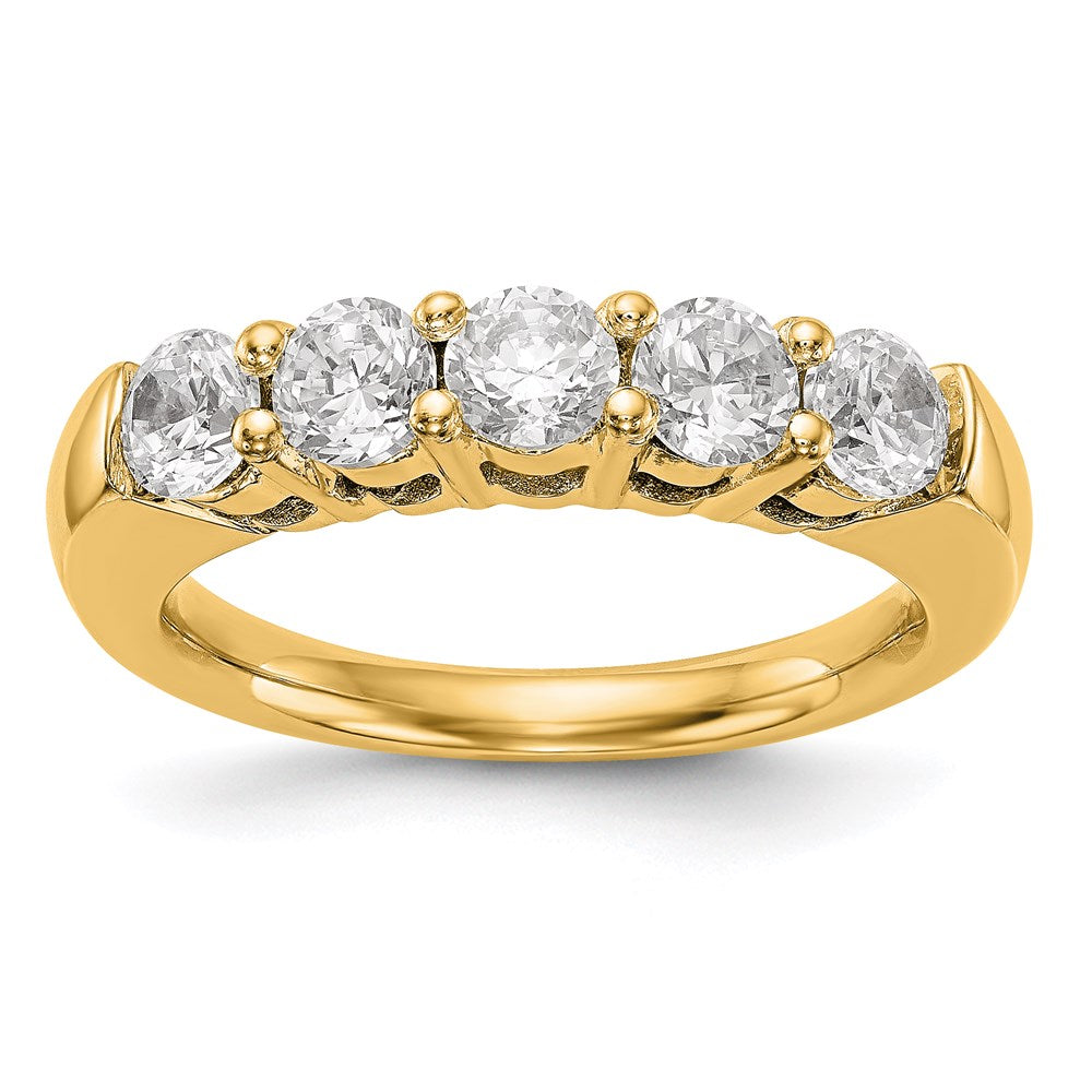 14K Gelbgold Ehering mit 5 echten Diamanten