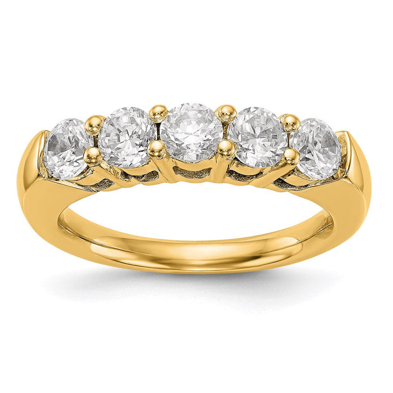 14K Gelbgold Ehering mit 5 echten Diamanten