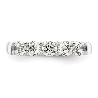 14K Weißgold Diamant-Ring mit 5 Steinen