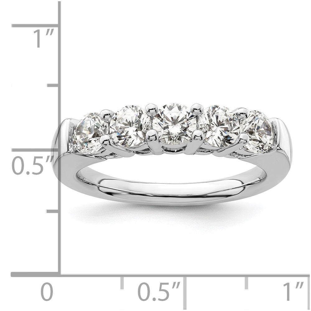 14K Weißgold Diamant-Ring mit 5 Steinen