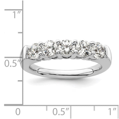 14K Weißgold Diamant-Ring mit 5 Steinen