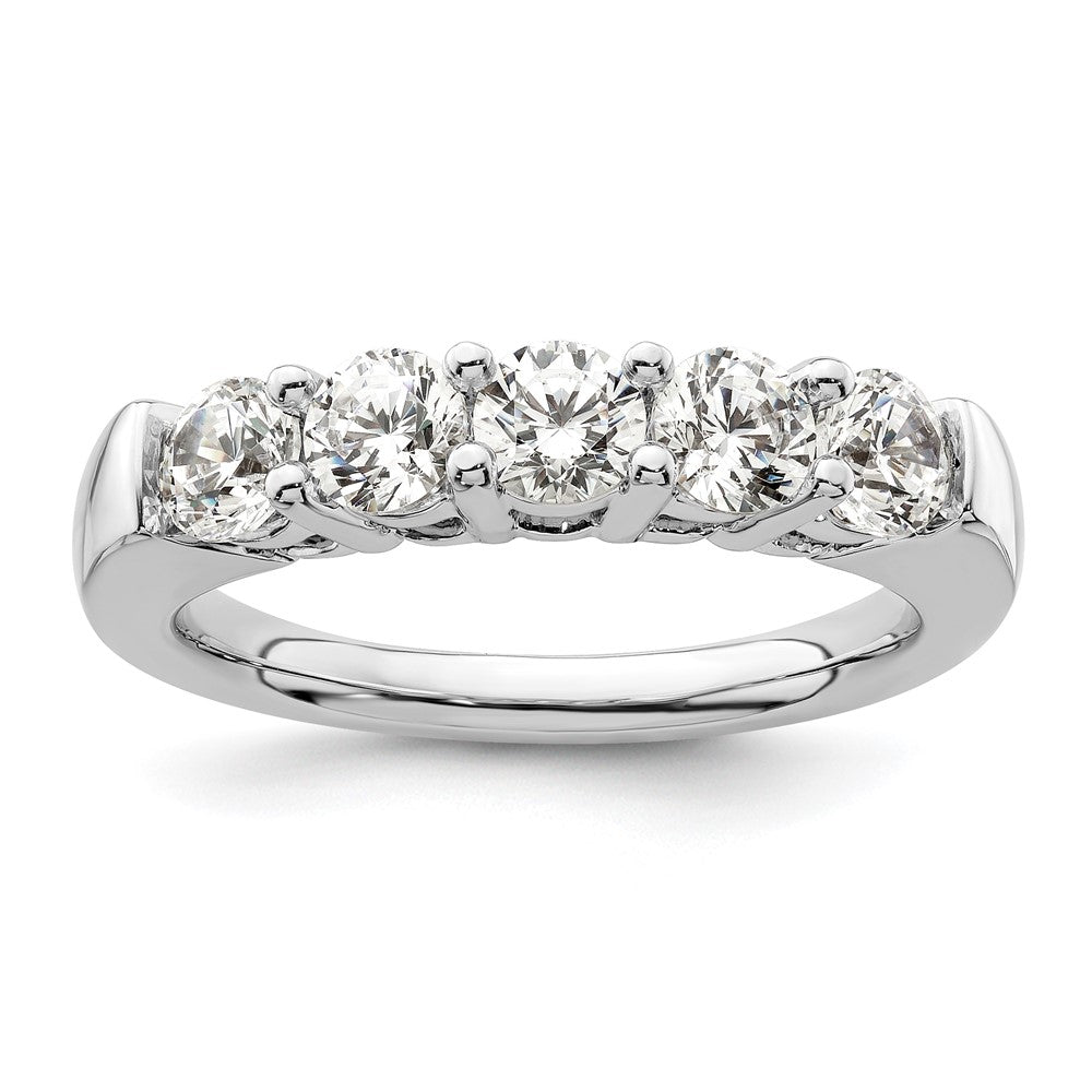14K Weißgold Diamant-Ring mit 5 Steinen