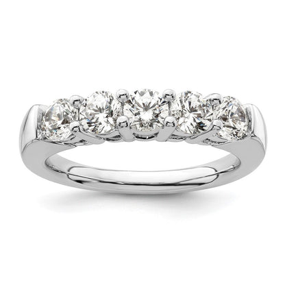 14K Weißgold Diamant-Ring mit 5 Steinen