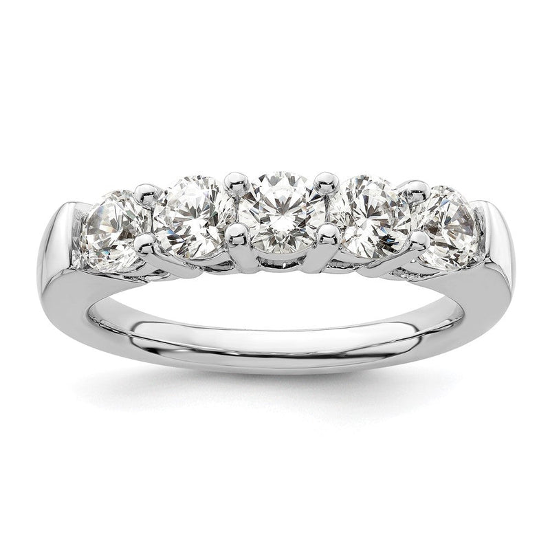 14K Weißgold Diamant-Ring mit 5 Steinen