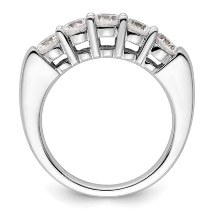 14K Weißgold Ehering mit 5 natürlichen Diamanten