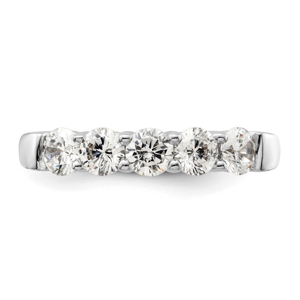 14K Weißgold Ehering mit 5 natürlichen Diamanten