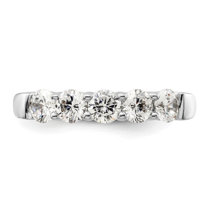 14K Weißgold Ehering mit 5 natürlichen Diamanten