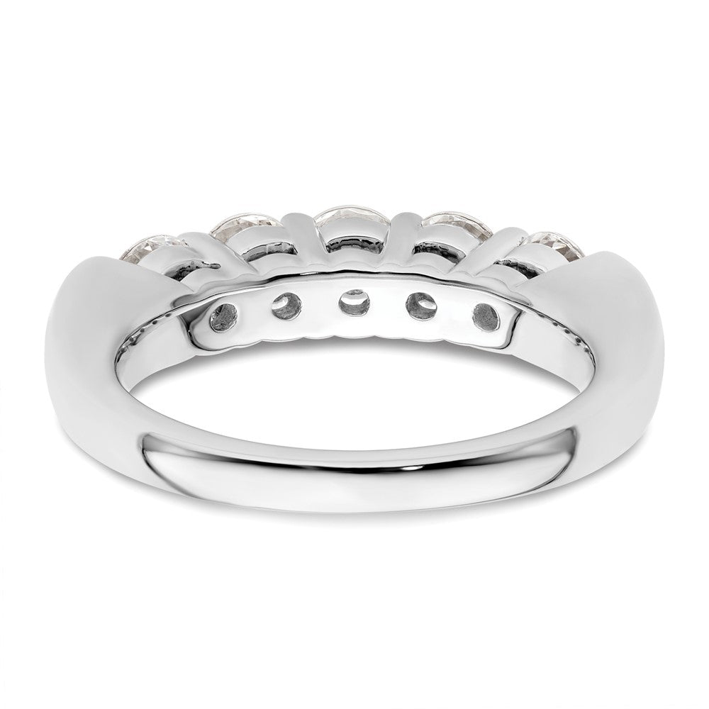 14K Weißgold Ehering mit 5 natürlichen Diamanten