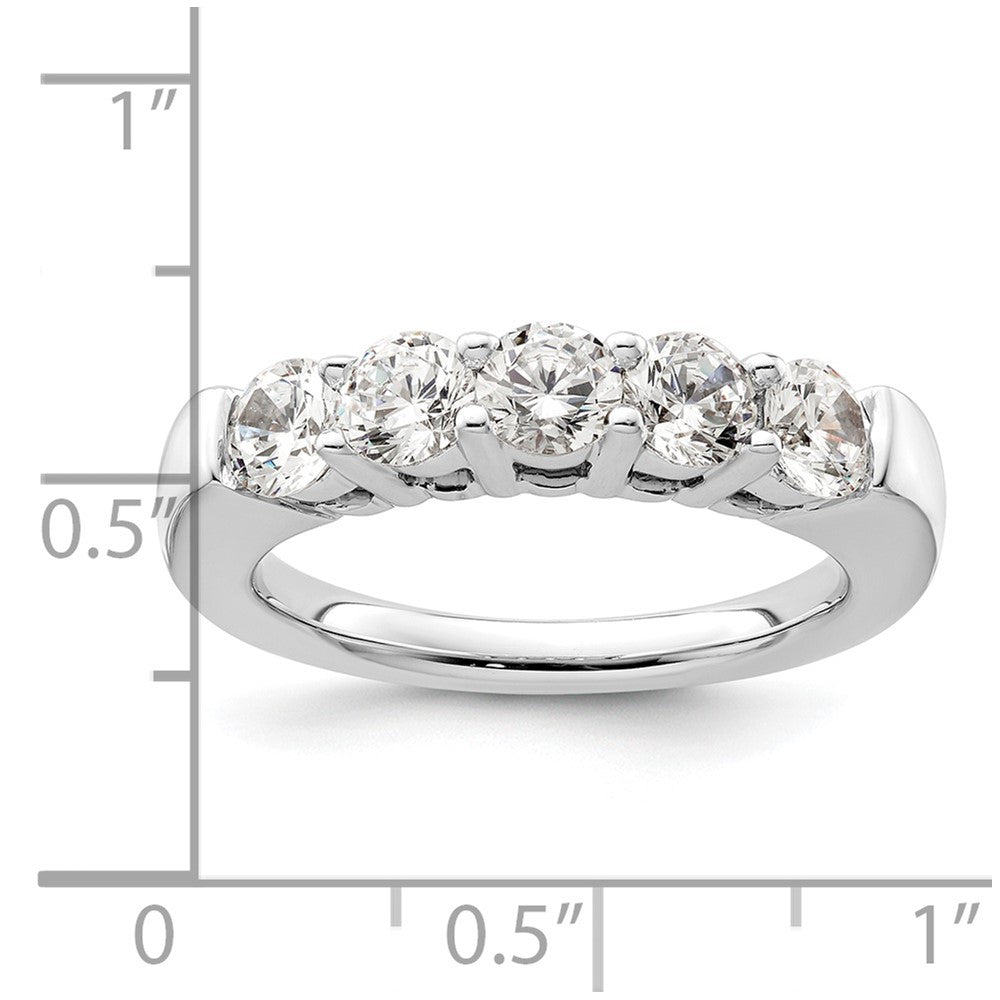 14K Weißgold Ehering mit 5 natürlichen Diamanten