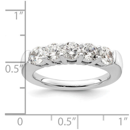 14K Weißgold Ehering mit 5 natürlichen Diamanten