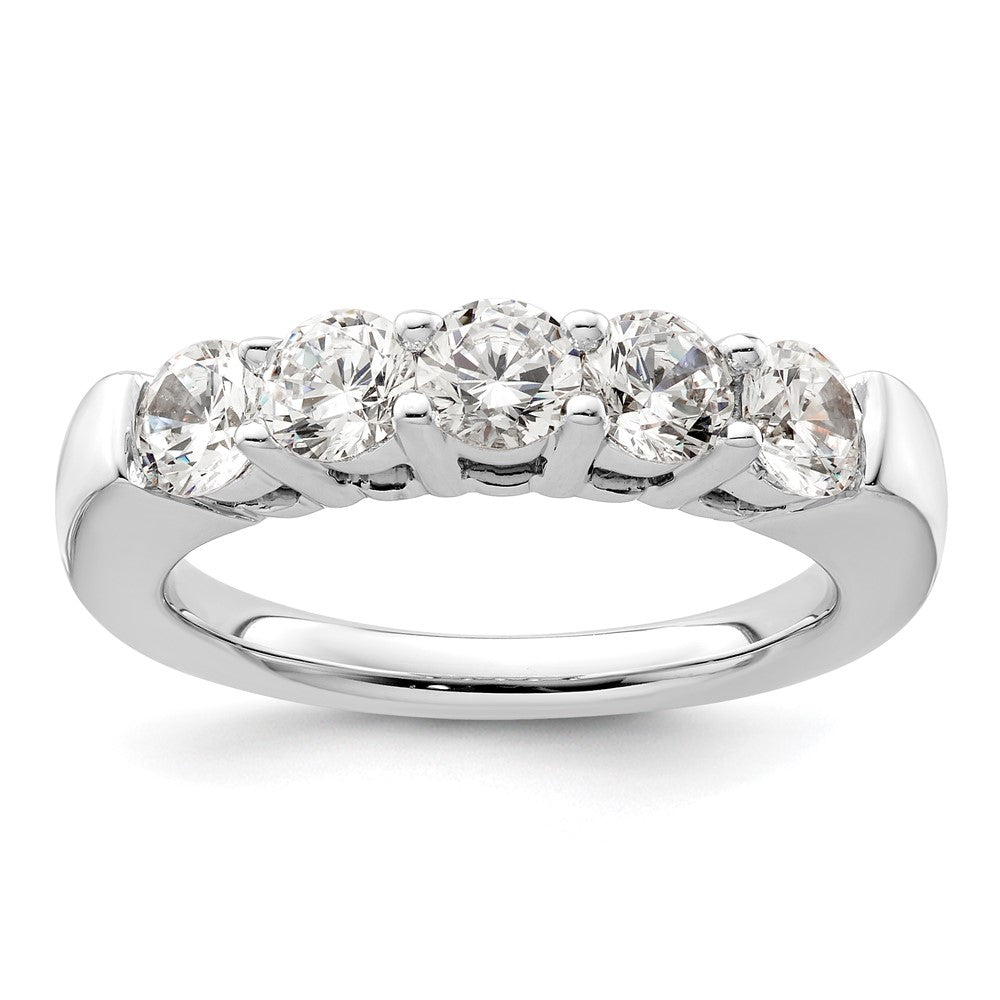 14K Weißgold Ehering mit 5 natürlichen Diamanten