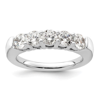 14K Weißgold Ehering mit 5 natürlichen Diamanten