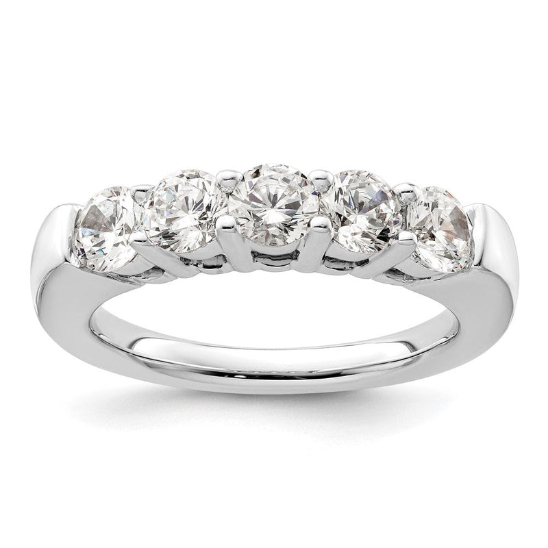 14K Weißgold Ehering mit 5 natürlichen Diamanten