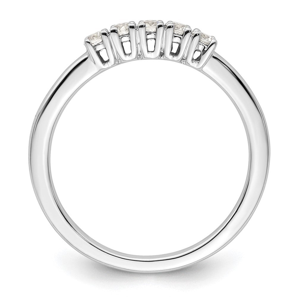 14K Weißgold Ring mit 5 echten Diamanten