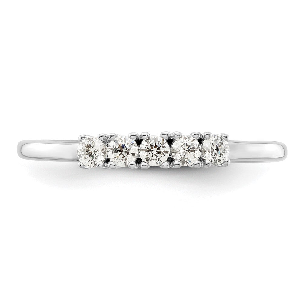 14K Weißgold Ring mit 5 echten Diamanten