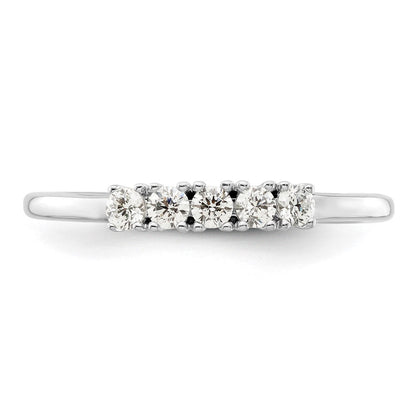 14K Weißgold Ring mit 5 echten Diamanten