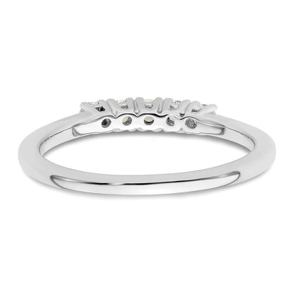 14K Weißgold Ring mit 5 echten Diamanten