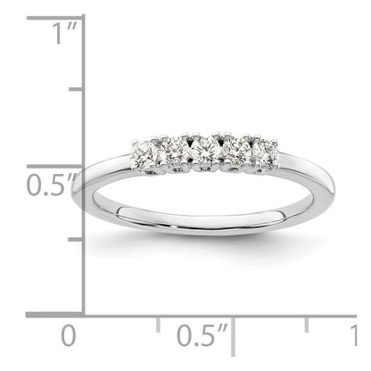 14K Weißgold Ring mit 5 echten Diamanten