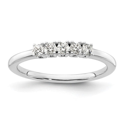 14K Weißgold Ring mit 5 echten Diamanten
